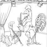 Hen and Rooster Playing Clarinet...