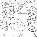 Squirrel and Cat Swinging on Tire...