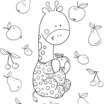 Baby Giraffe with An Apple