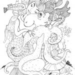 Cute Octopus and Mermaid