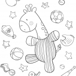 Baby Giraffe is Playing a Ball