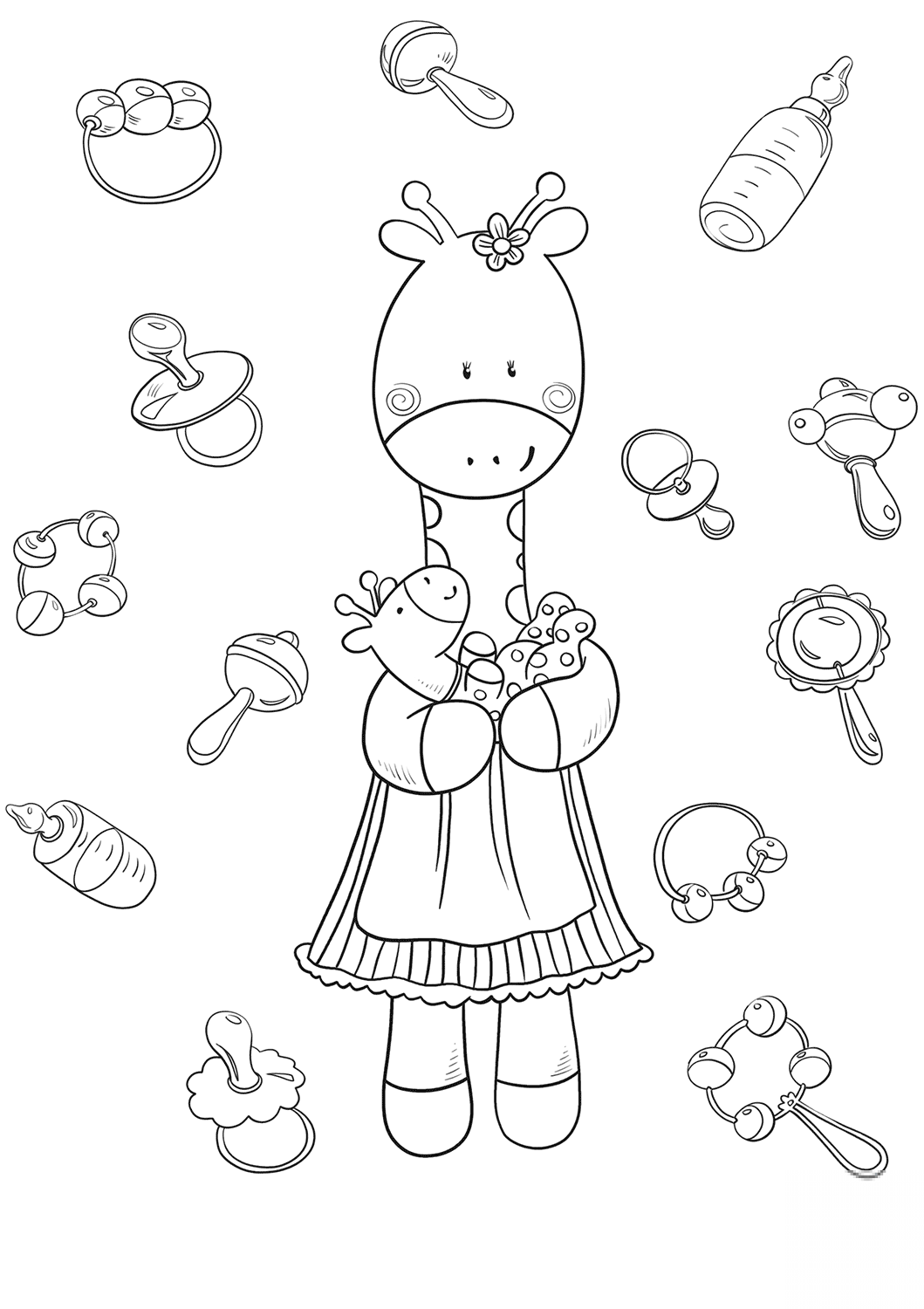 Giraffe Mom with Baby Giraffe