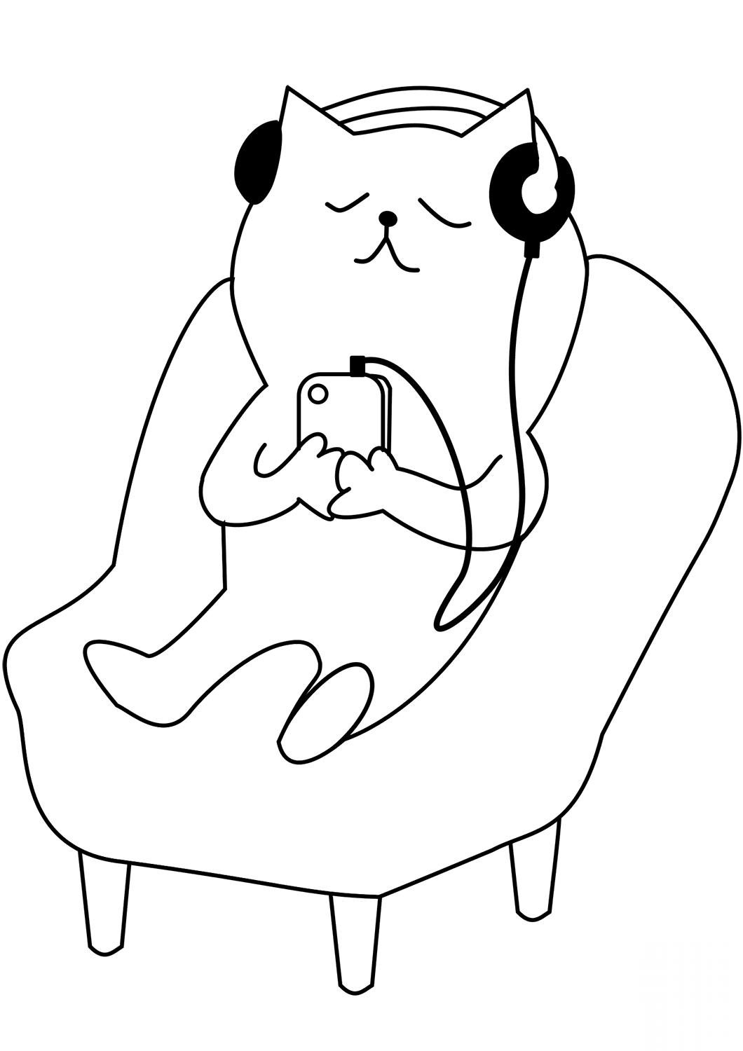 Cat Listening to Music