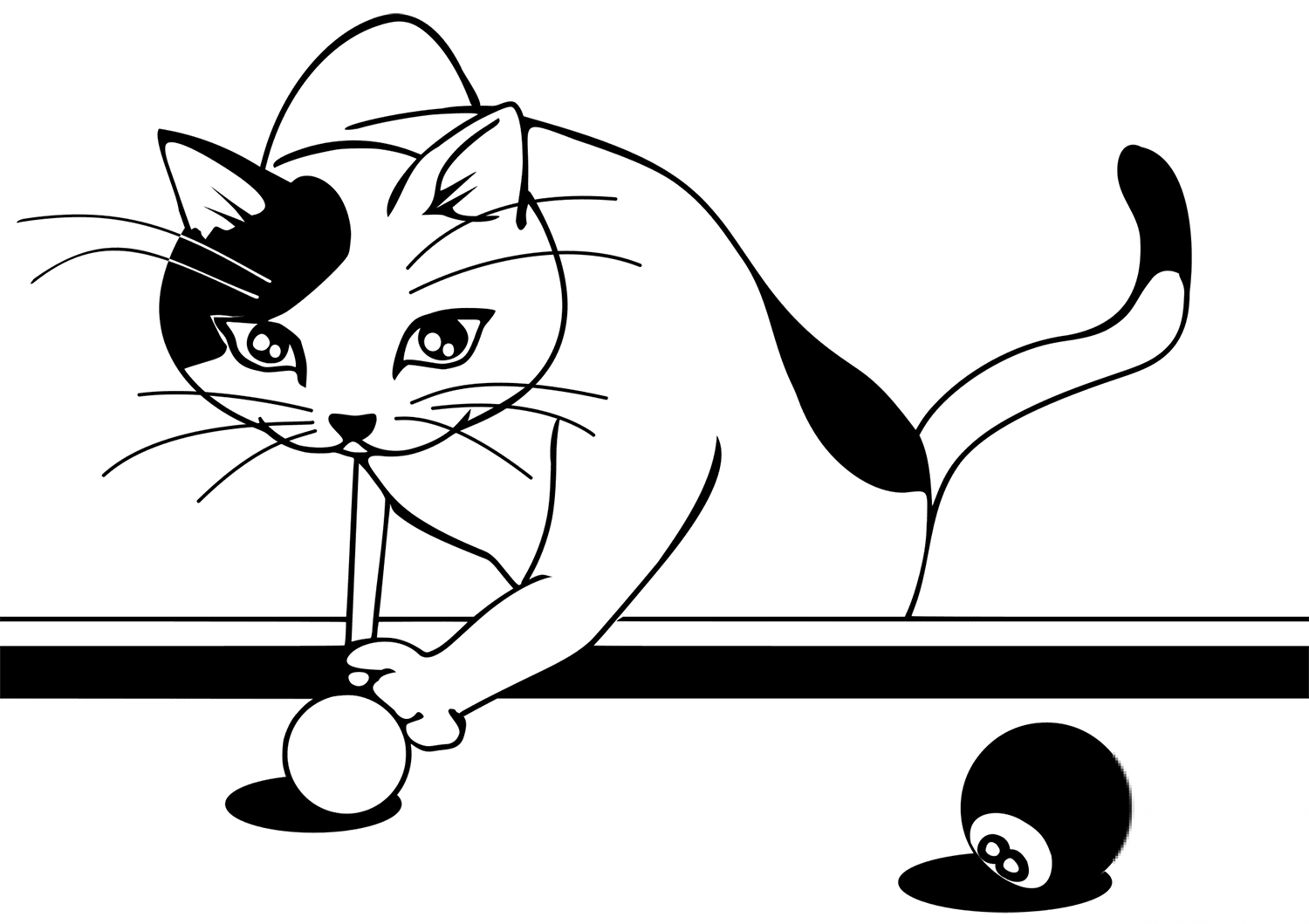 Cat Playing Billiards