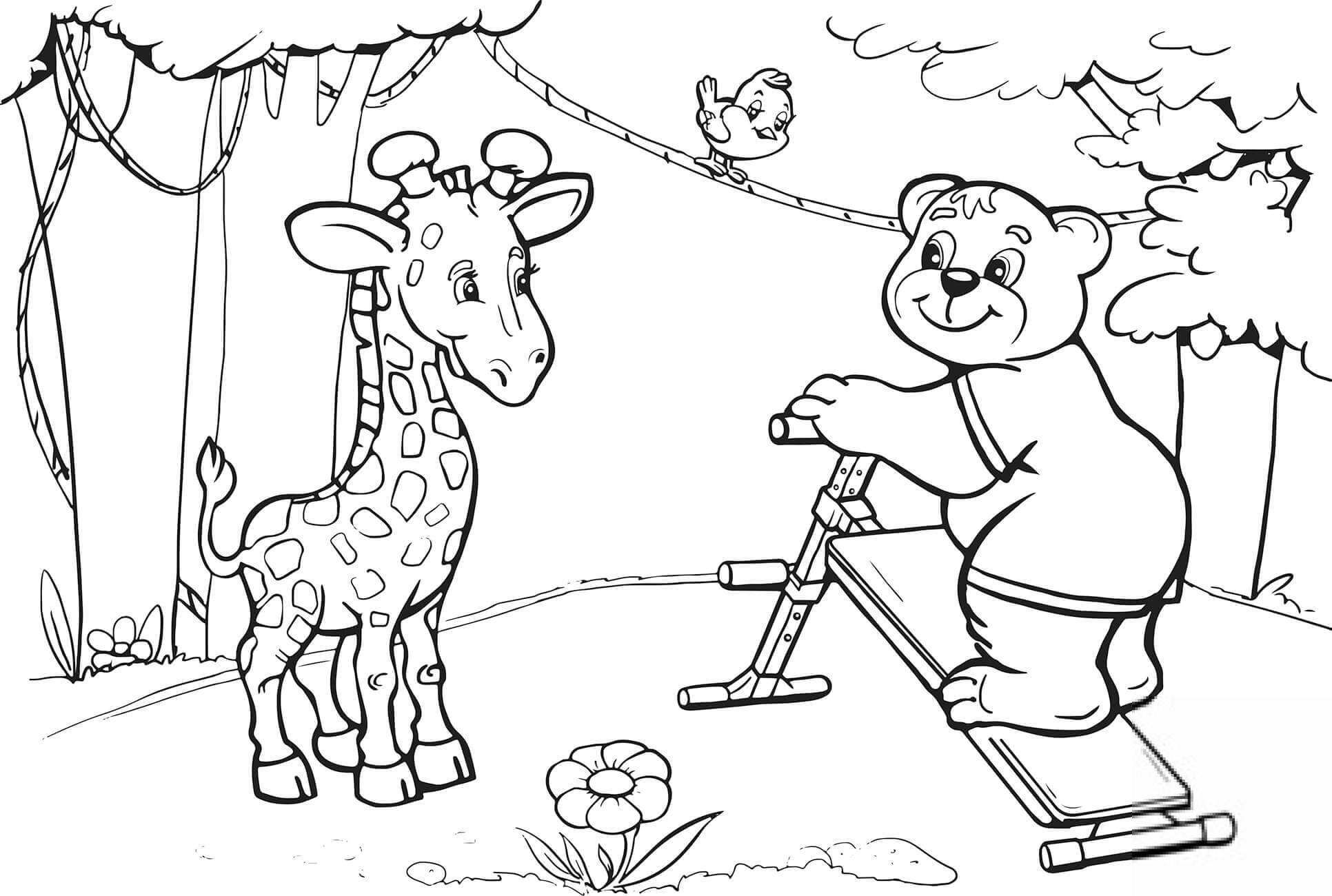 Giraffe and Bear Want to Do Abs...