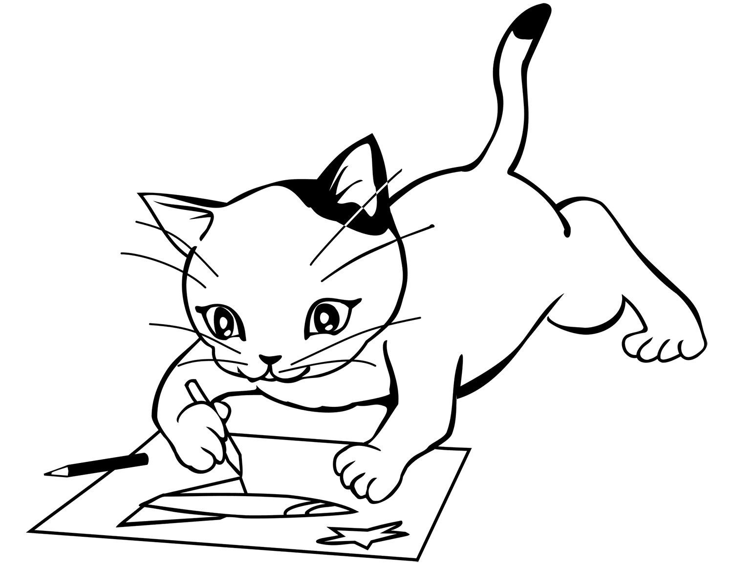 Kitten Draws a Space Rocket