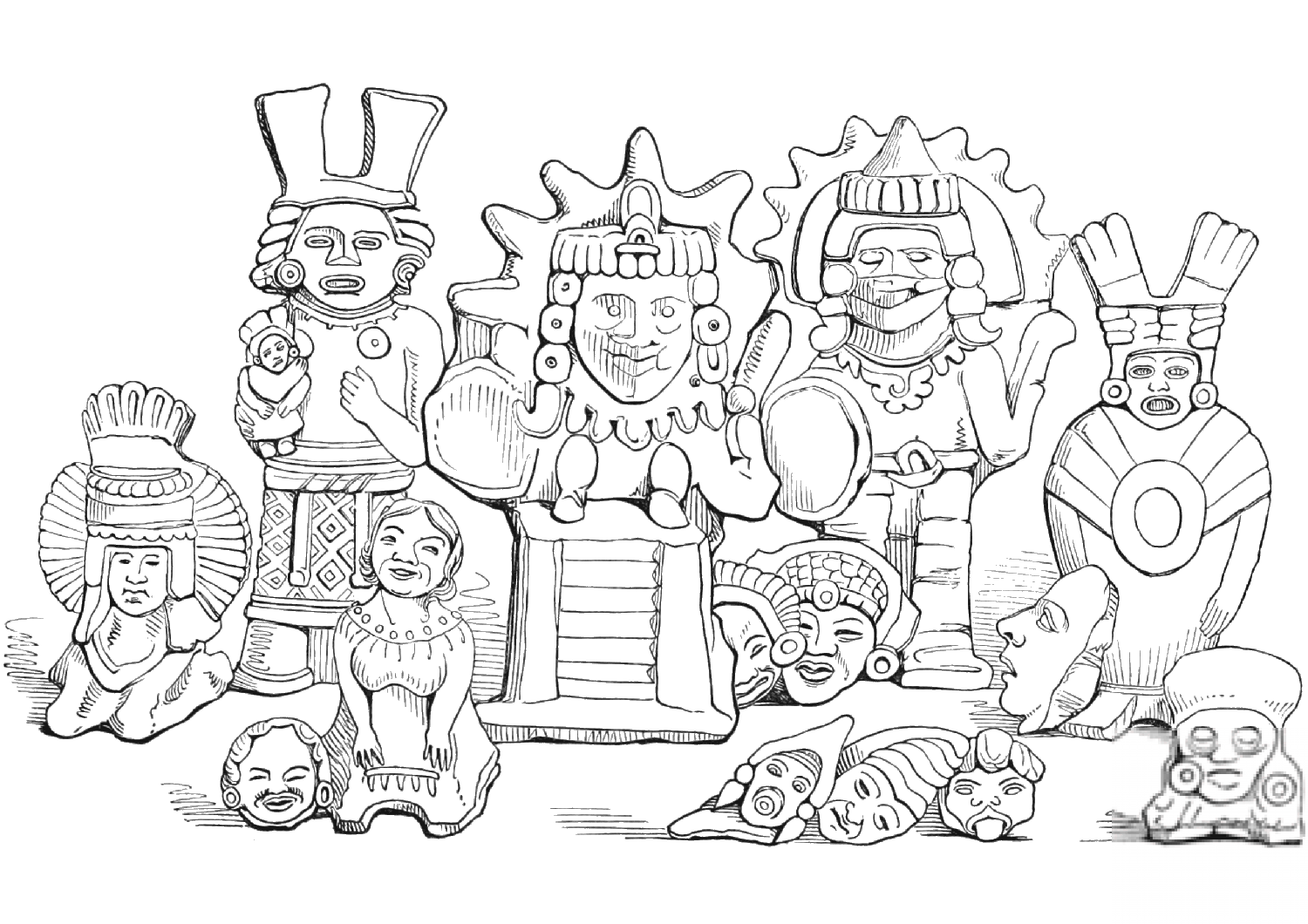 Aztec Figures in Clay
