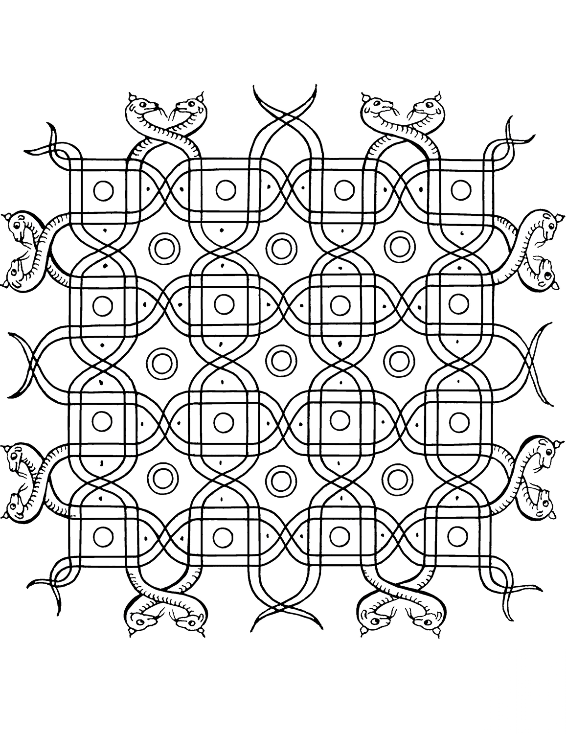 Indian Pattern with Snakes