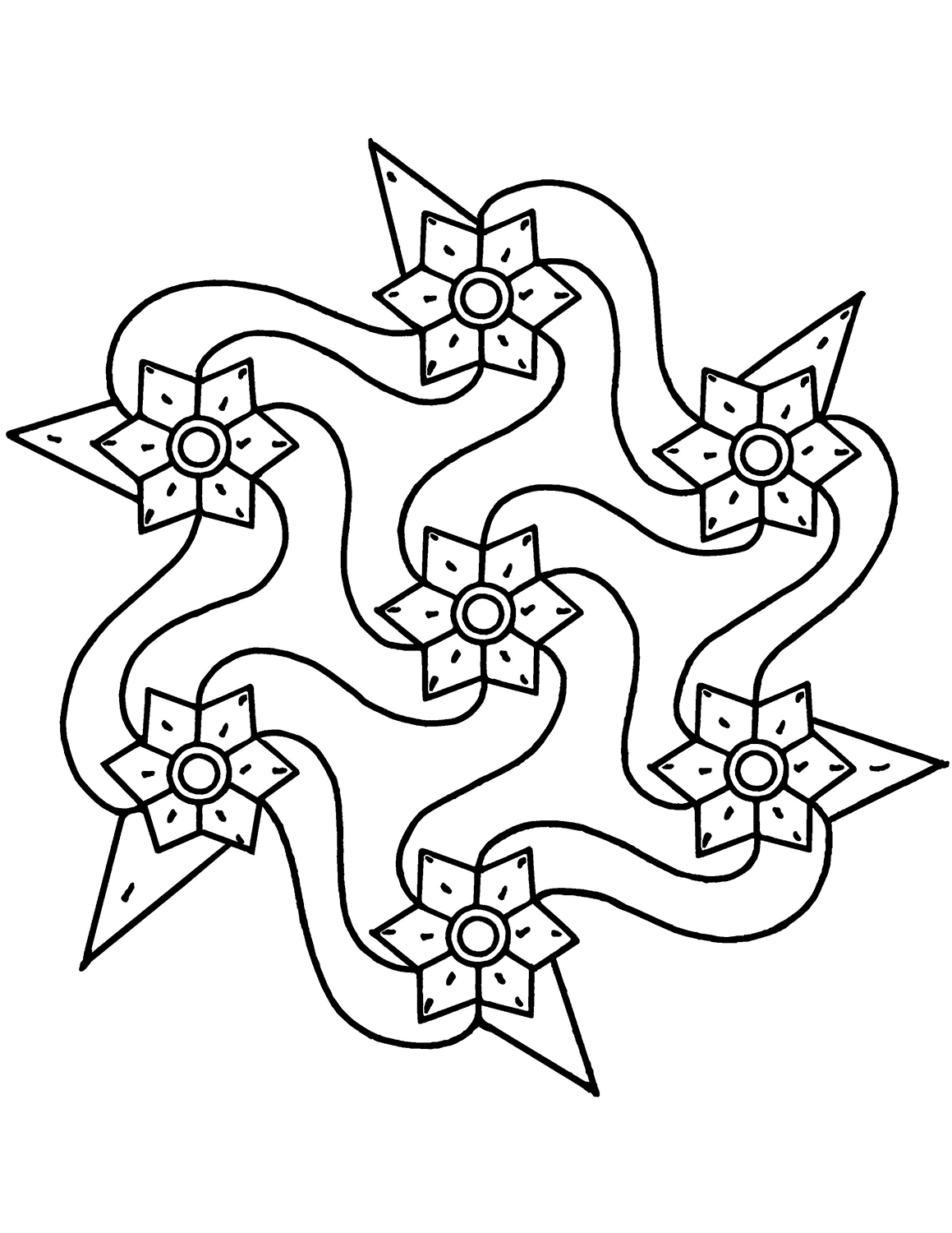 Indian Pattern with Hexagrams