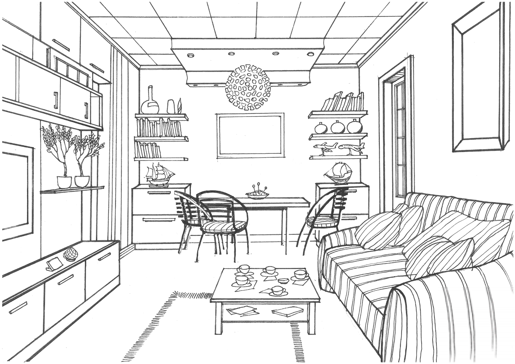 Living Room with a Luminous Ball