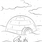 Inuit Sitting by a Bonfire in Front...