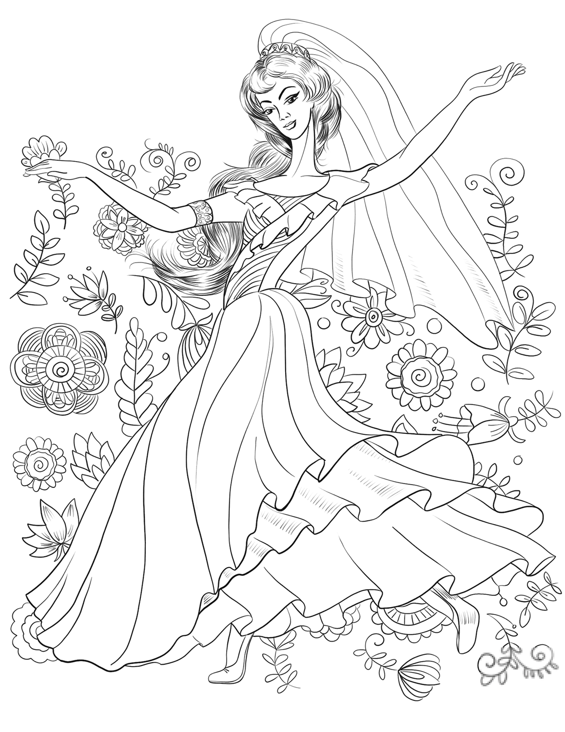 Middle East Woman in Flowers