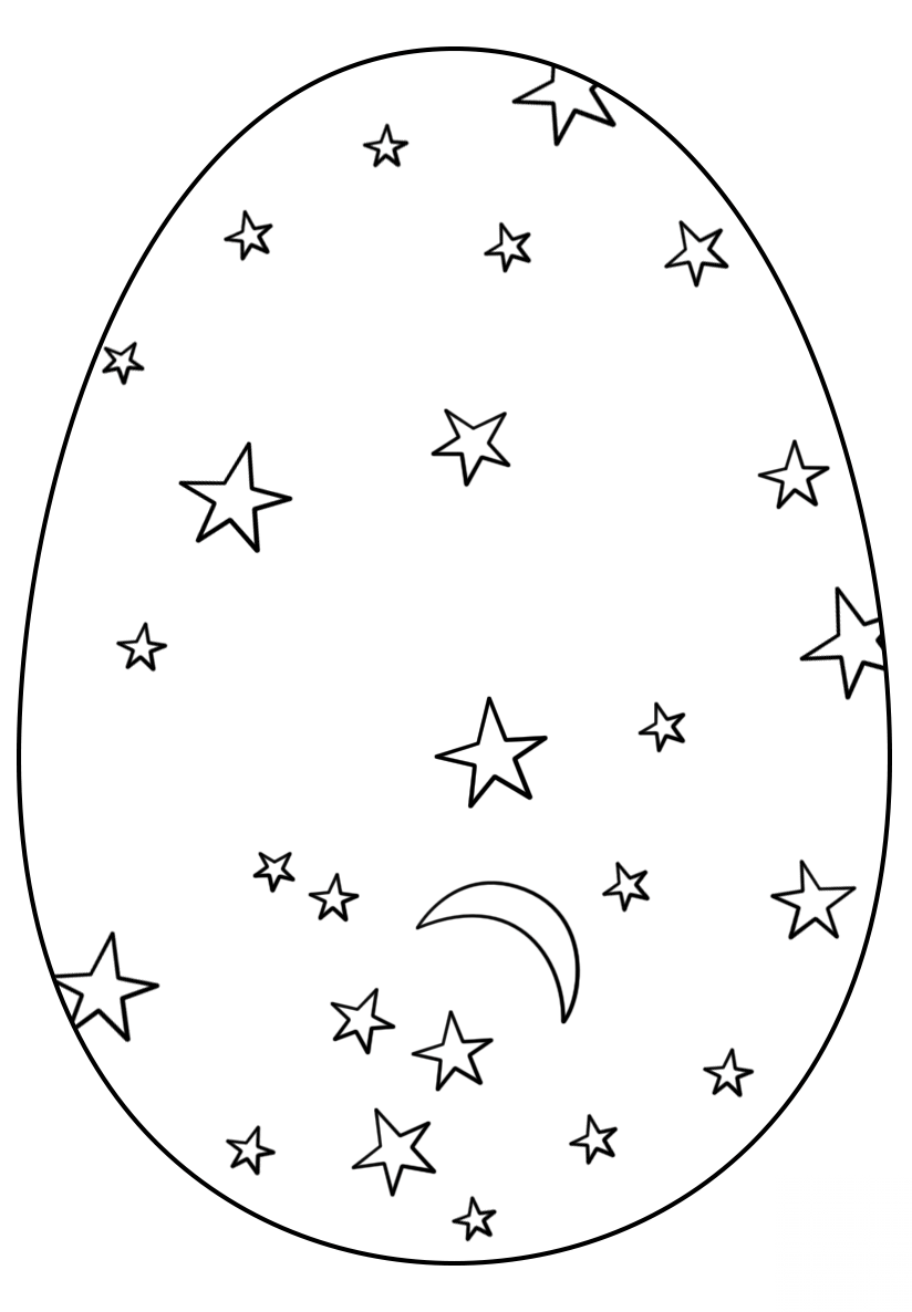 Easter Egg with Stars and Moon