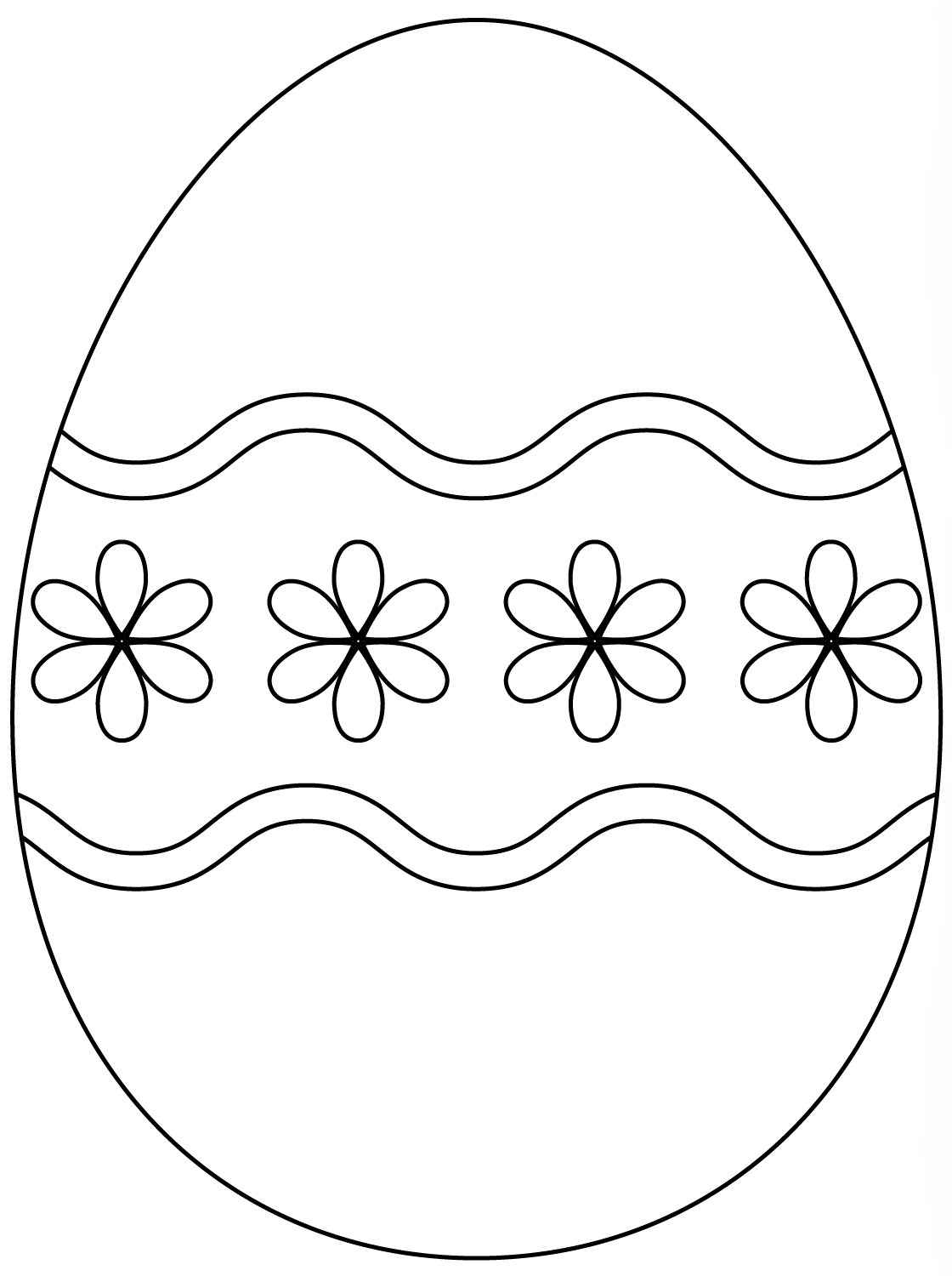 Easter Egg with Simple Flower Pattern
