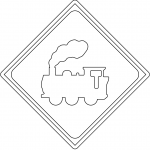 "Railroad Crossing Ahead" Sign in...