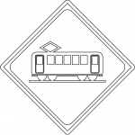 "Tram Crossing Ahead" Sign in Japan