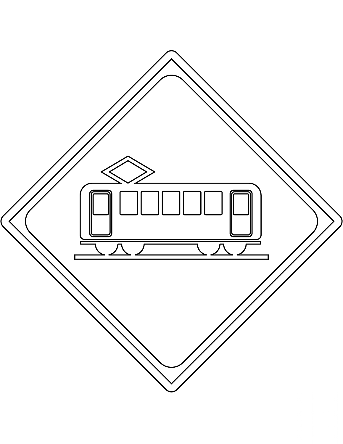 "Tram Crossing Ahead" Sign in Japan