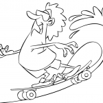 Cartoon Skateboarder Riding on Water
