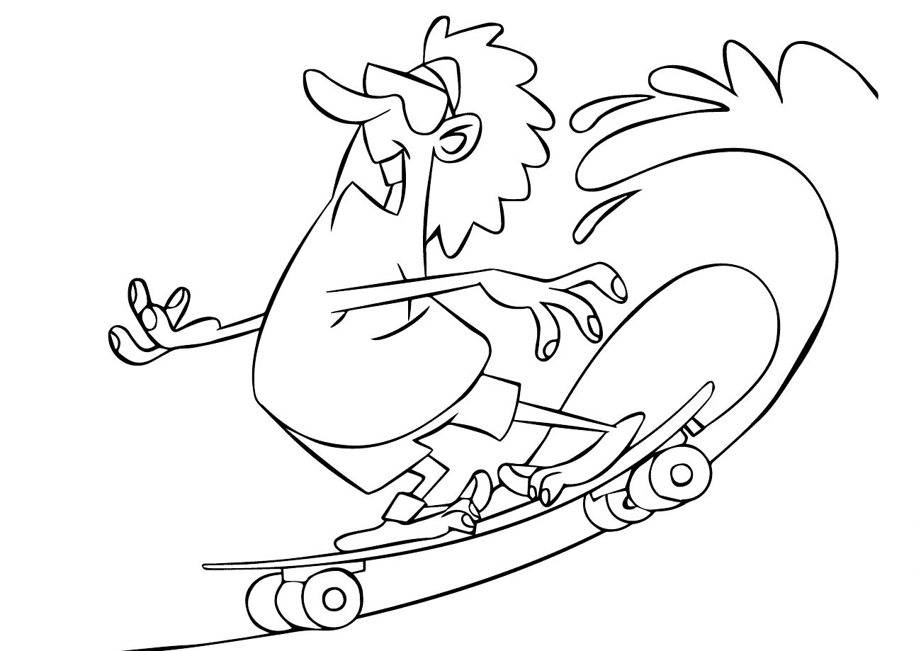 Cartoon Skateboarder Riding on Water