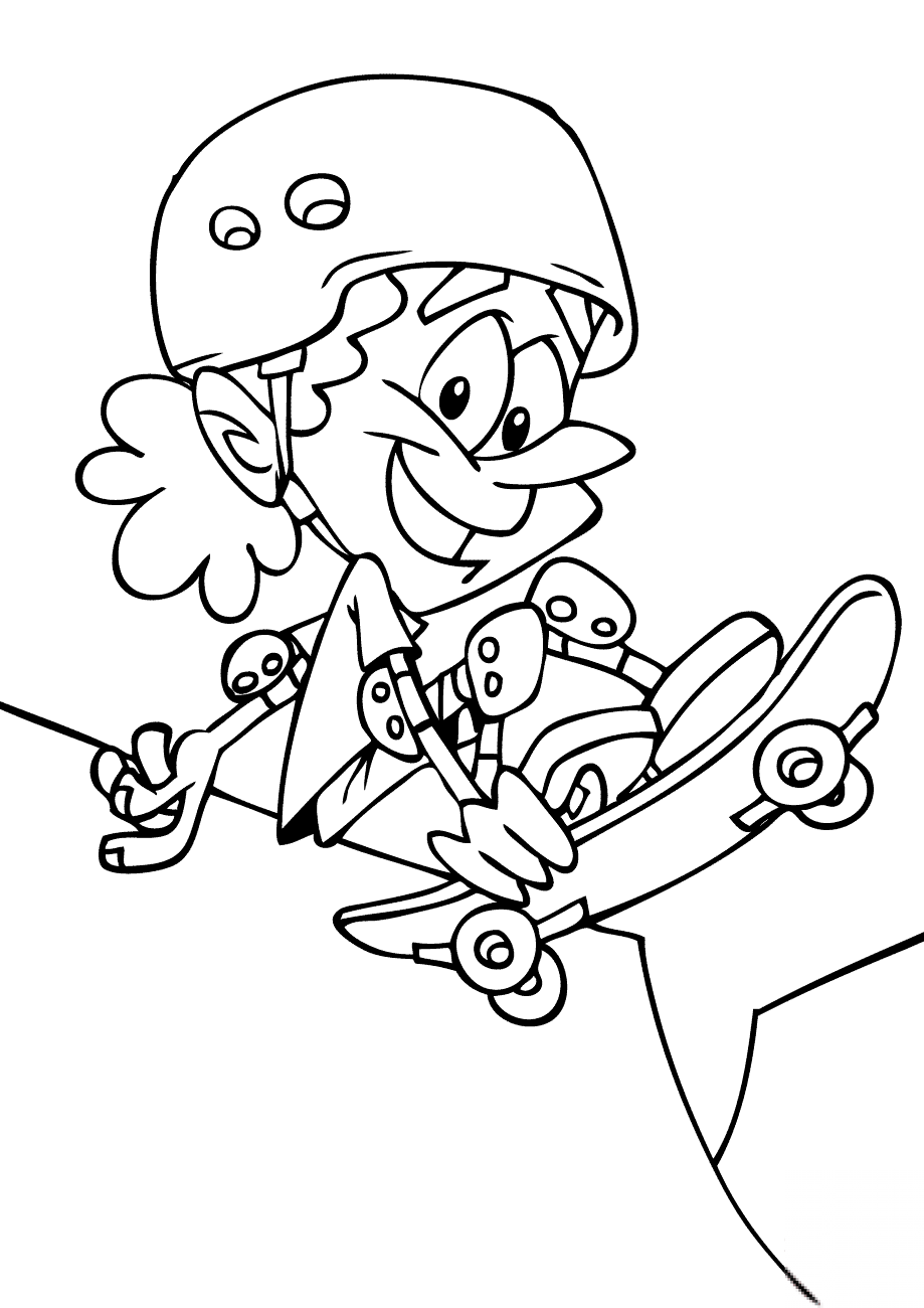 Cartoon Skateboarding Kid