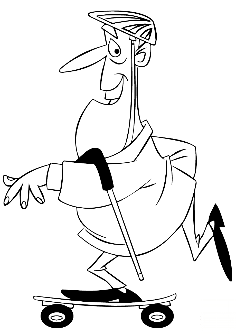 Cartoon Man Riding a Skateboard