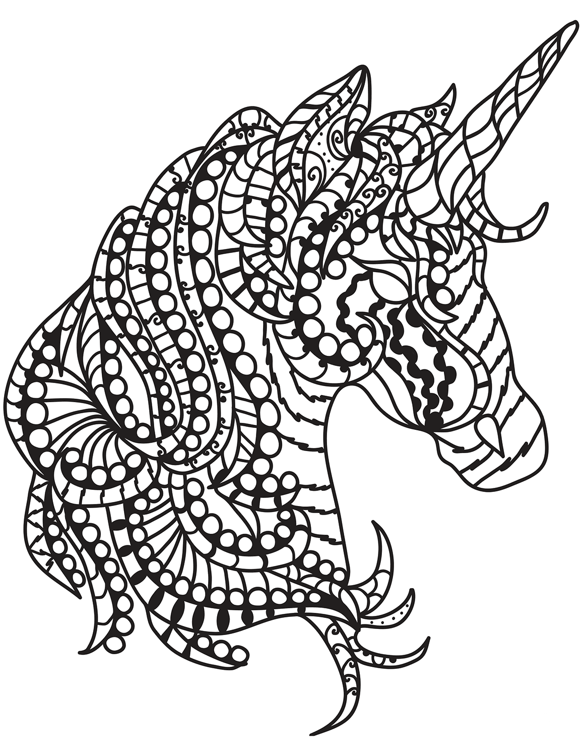 Unicorn Head Zentangle