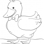 Cute Cartoon Duck Wearing Bow Tie