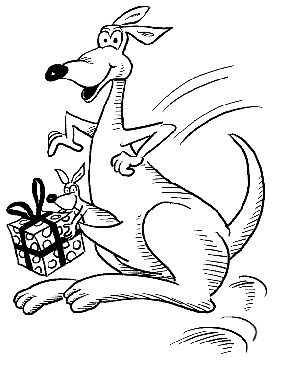 Kangur i jego dziecko dostali prezent