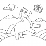 Cute Horse and Butterfly