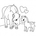 Mother Horse with Foal