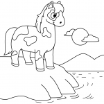 Cute Horse Standing at the Seashore