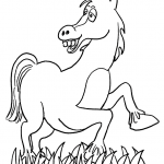 Zadowolony koń na trawie