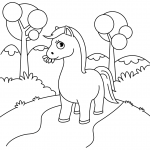 Cute Horse Chewing Grass