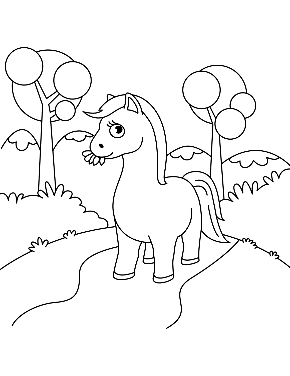 Cute Horse Chewing Grass