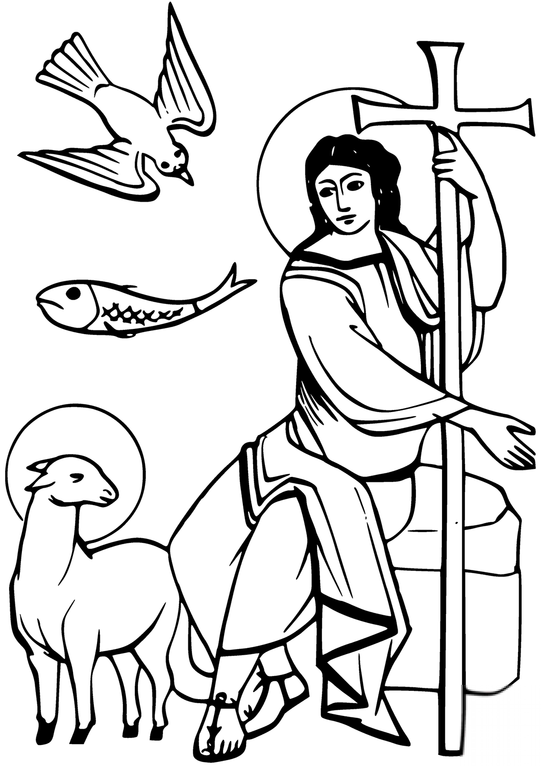 Dove, Ichthus, Lamb of God, and Angel