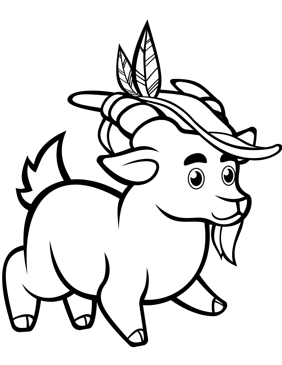 Funny Goat with Alpine Hat