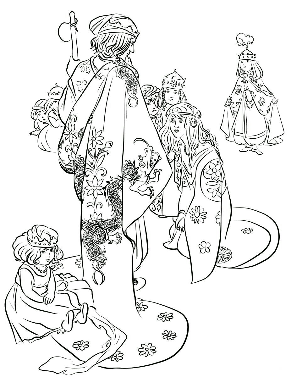 kolorowanka Księżniczka na ziarnku grochu