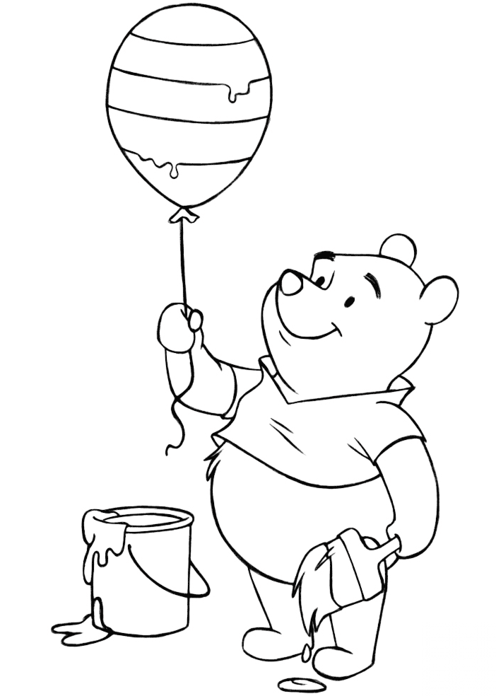 Winnie the Pooh with Easter Balloon