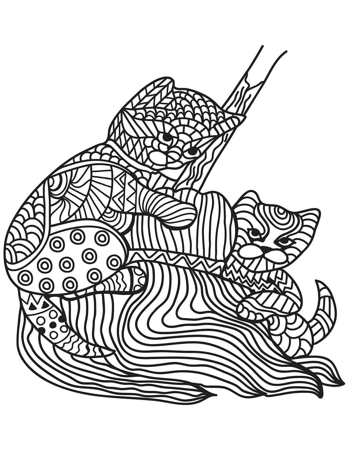 Two Kittens in Zentangle Style