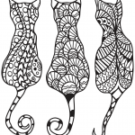 Three Cats in Zentangle Style