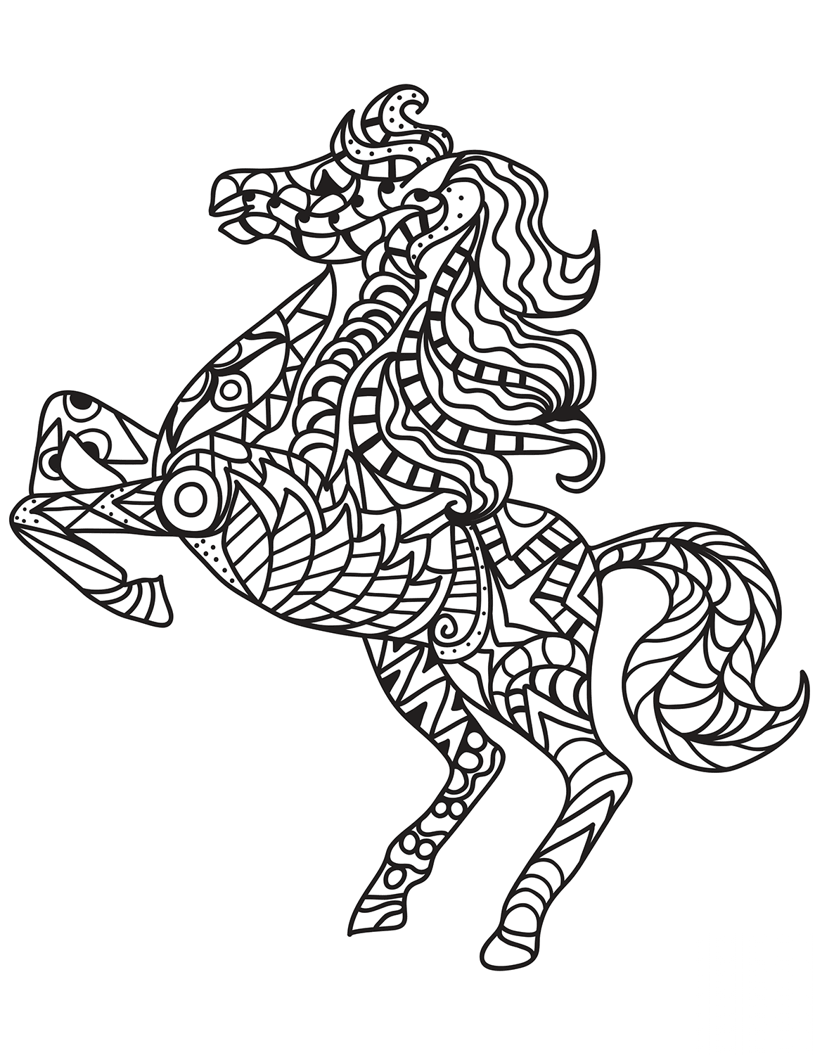 Rearing Horse Zentangle