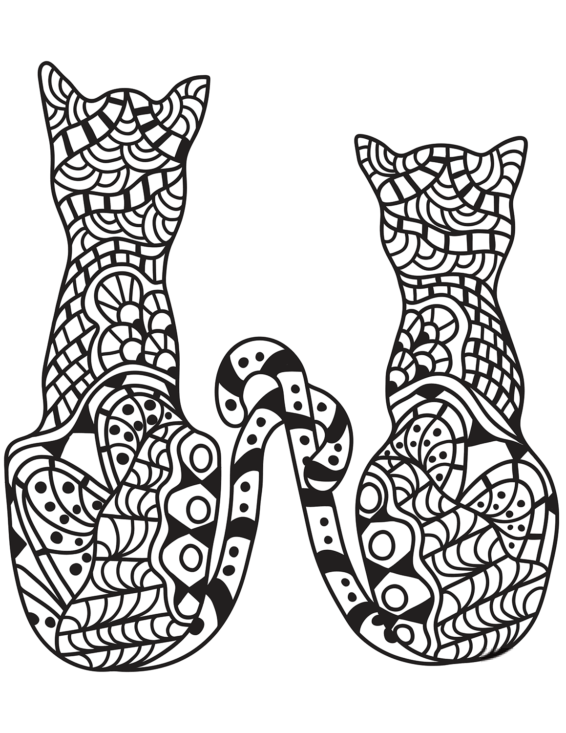Two Cats in Zentangle Style