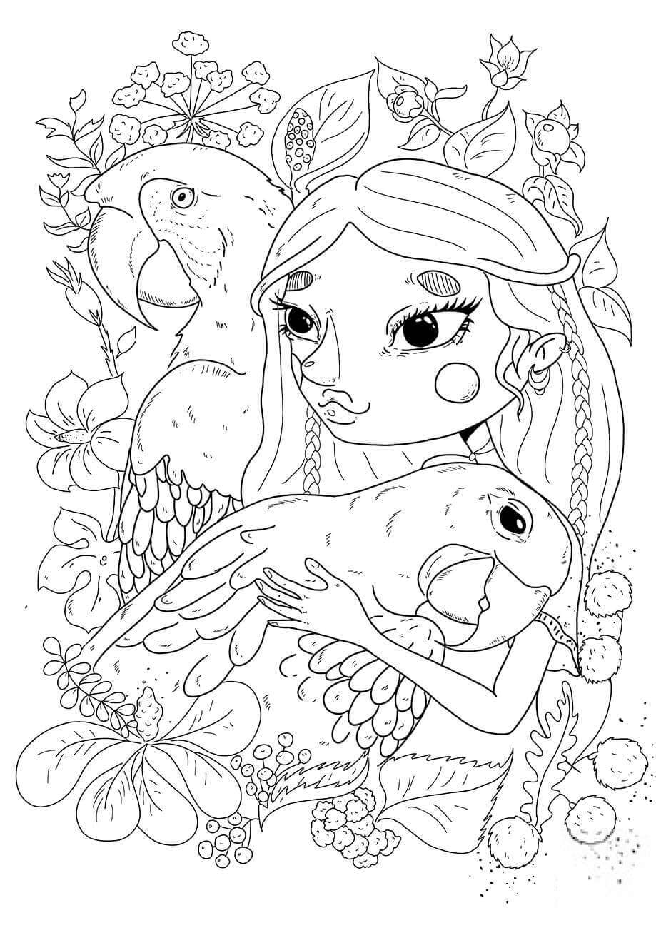 A Girl with a Parrot