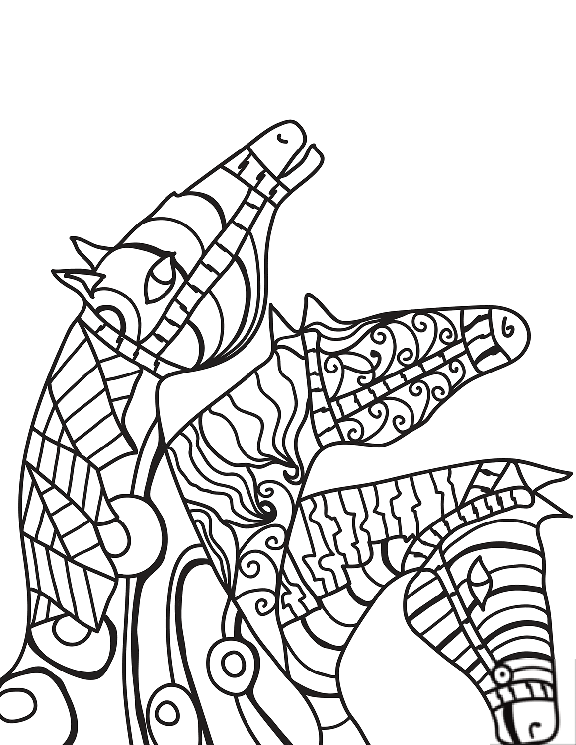 Three Horses Zentangle