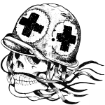 Skull in Combat Medic Helmet