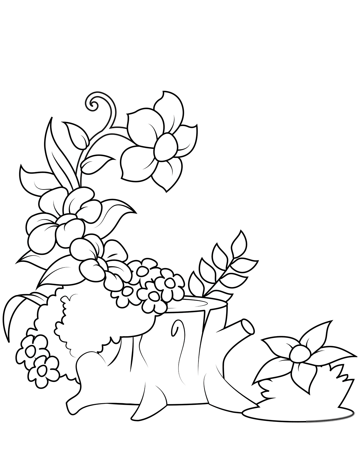 Forest Flowers near the Stump