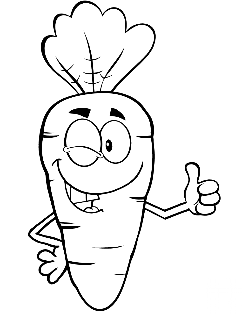 Winking Cartoon Carrot Character