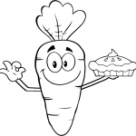 Smiling Cartoon Carrot Holding up a...