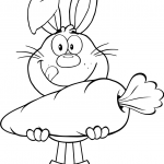 Hungry Rabbit Holding a Big Carrot