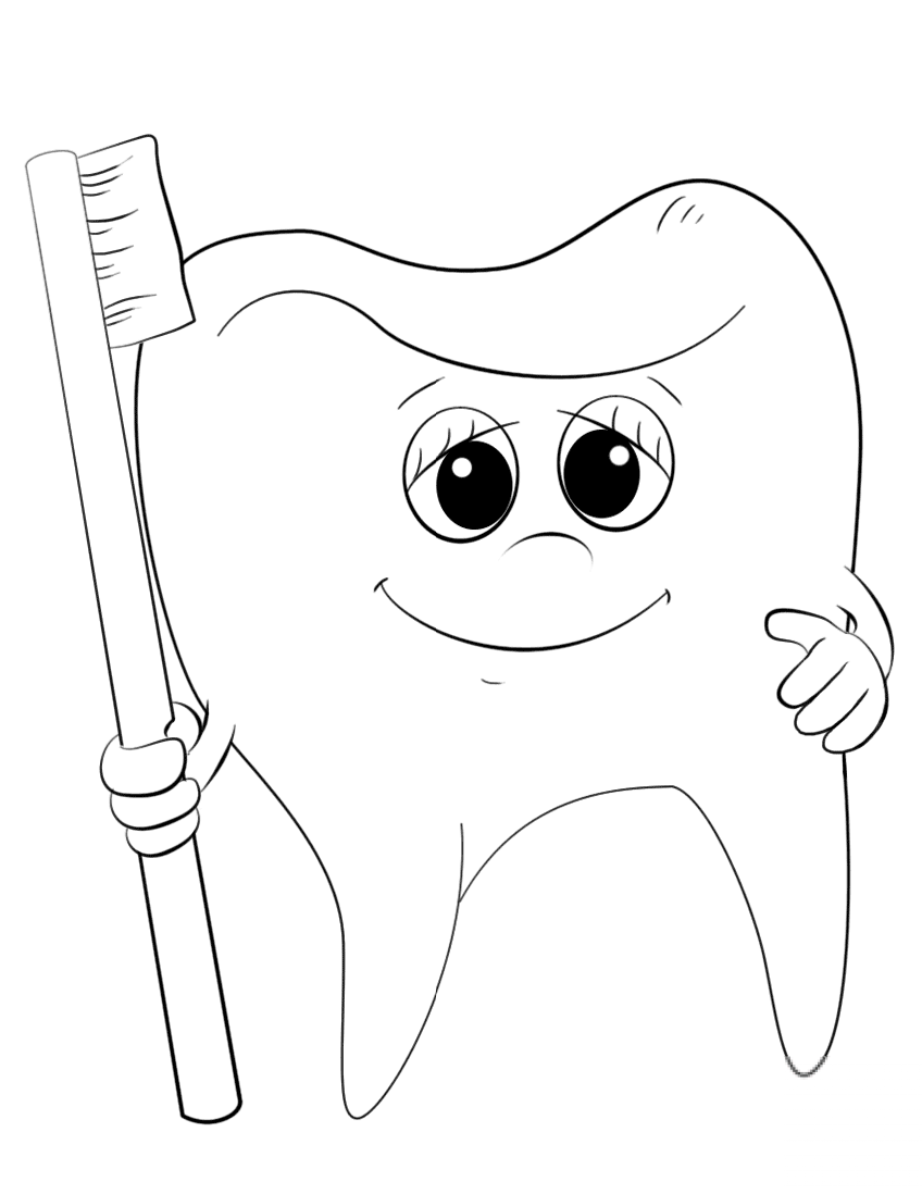 Cartoon Tooth and Toothbrush